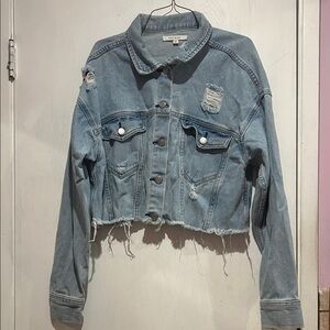 PacSun Light Blue Distressed Cropped Denim Jacket